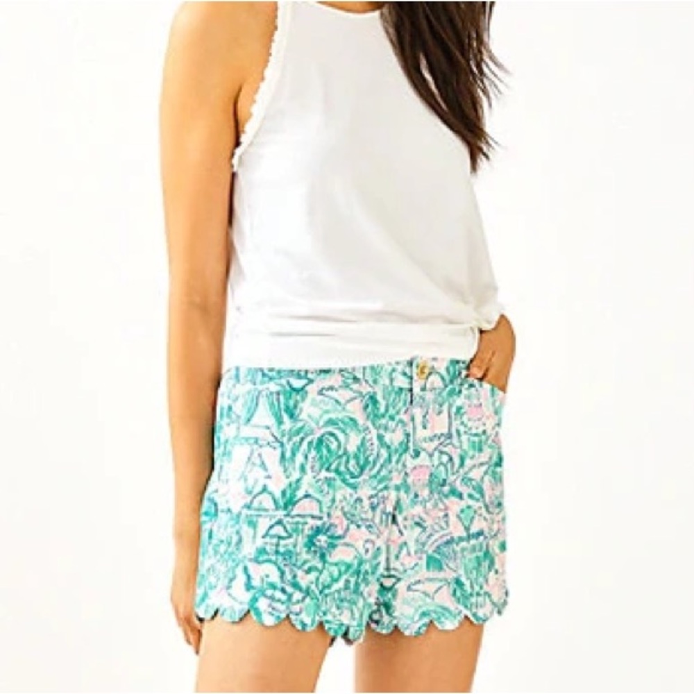 NWT Lilly Pulitzer Buttercup Short Agate Green Colorful Camelflage Size 12